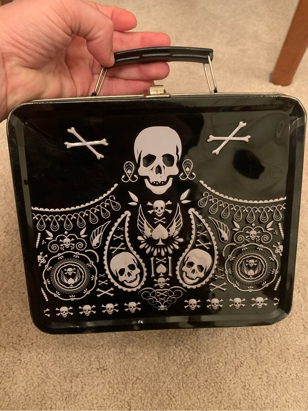 Loungefly Day of the Dead Skulls Black Lunch Box Tin Storage